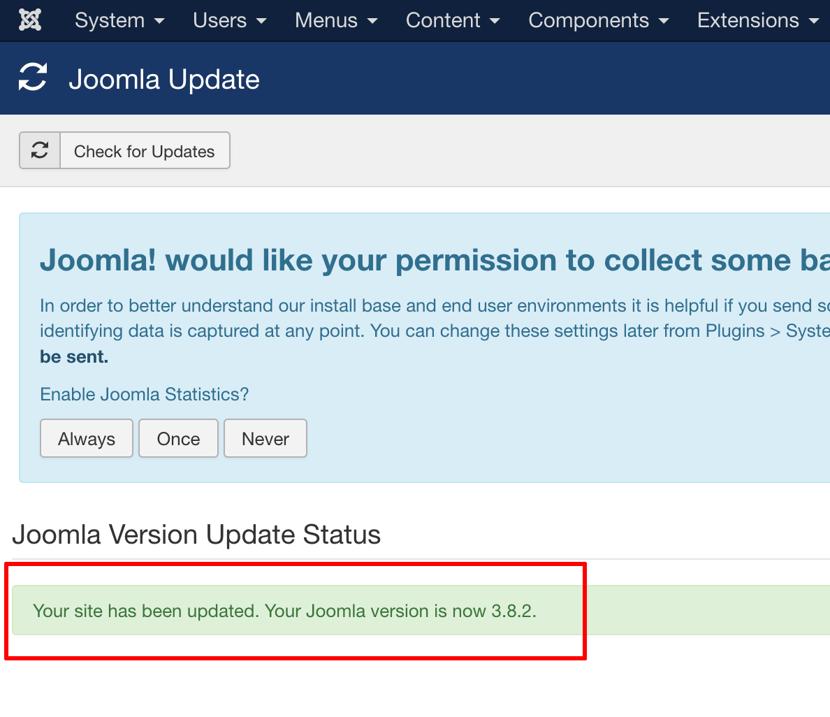 Joomla Update