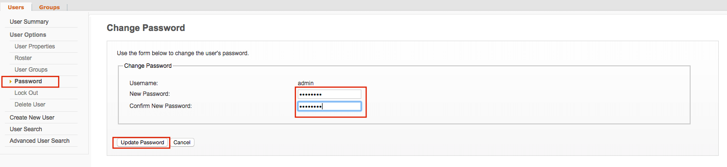 Openfire change password