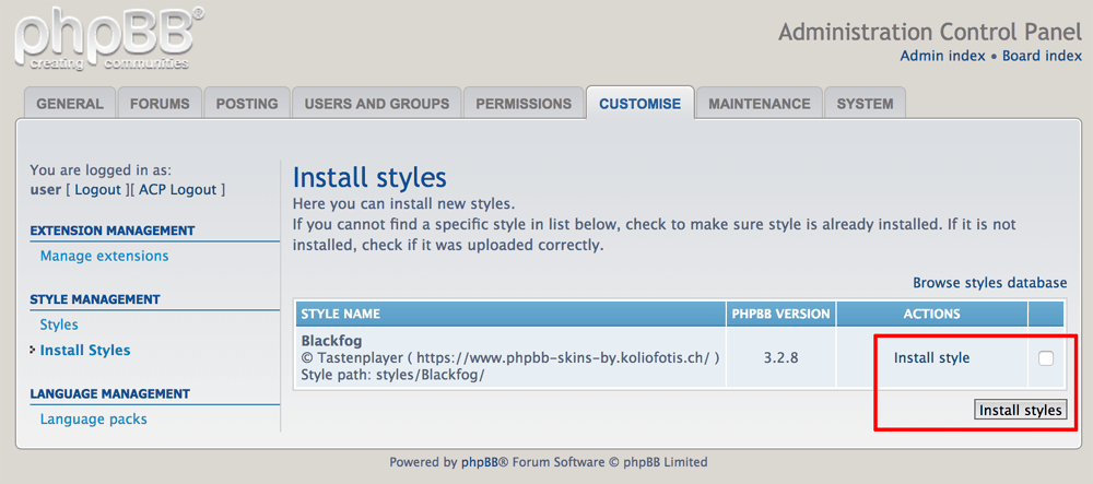 Install style