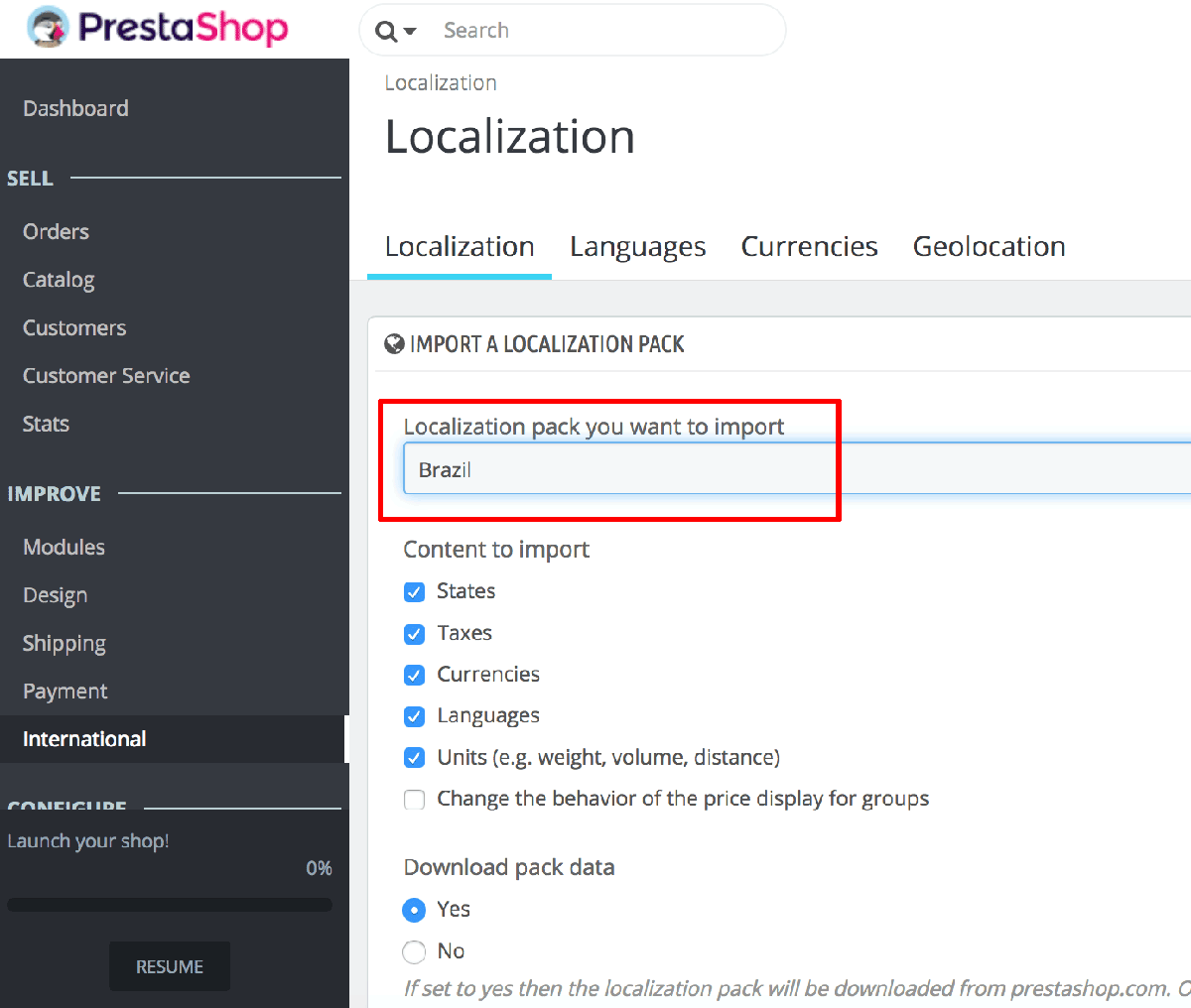 PrestaShop localization