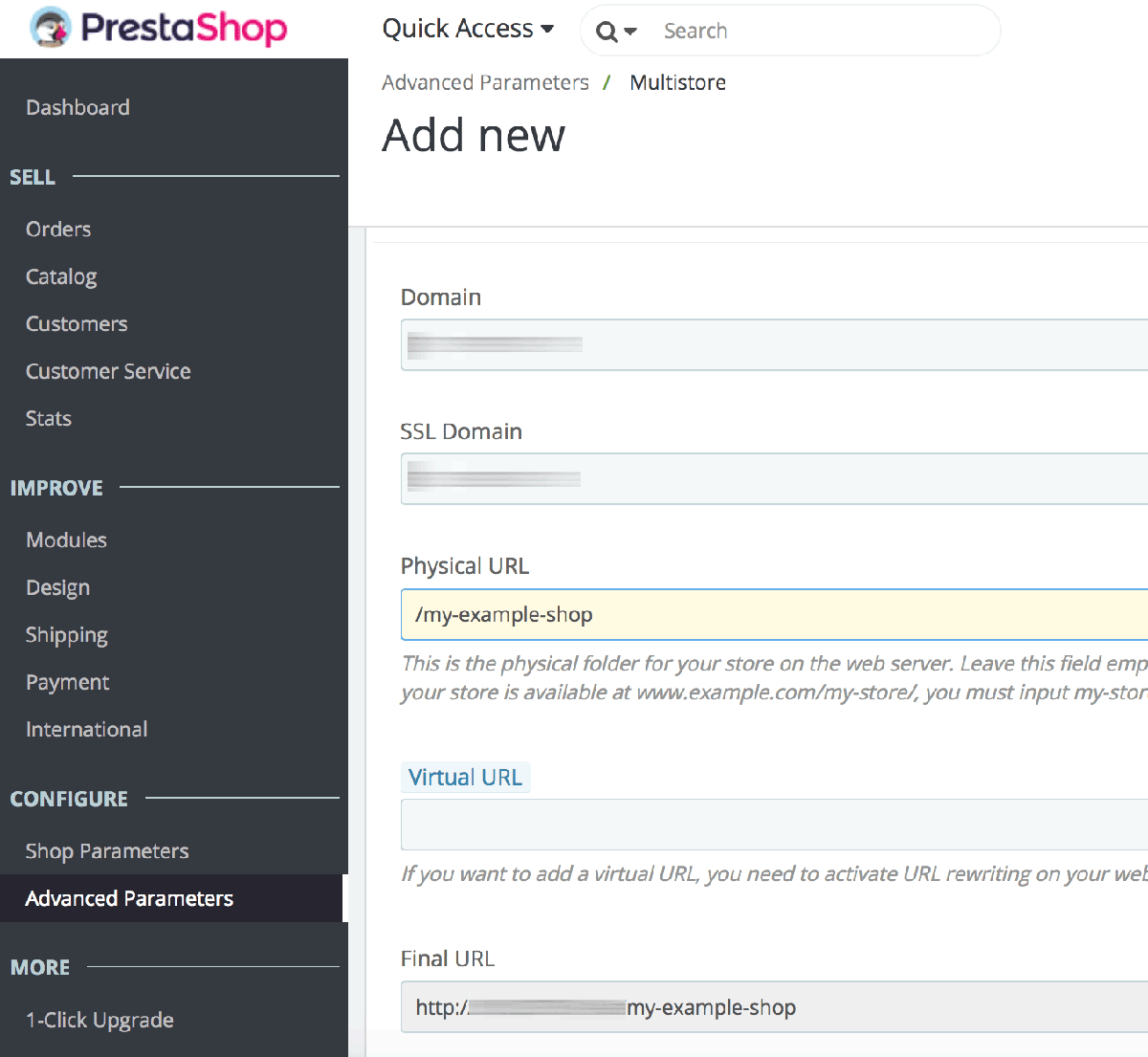 PrestaShop multi-store configuration