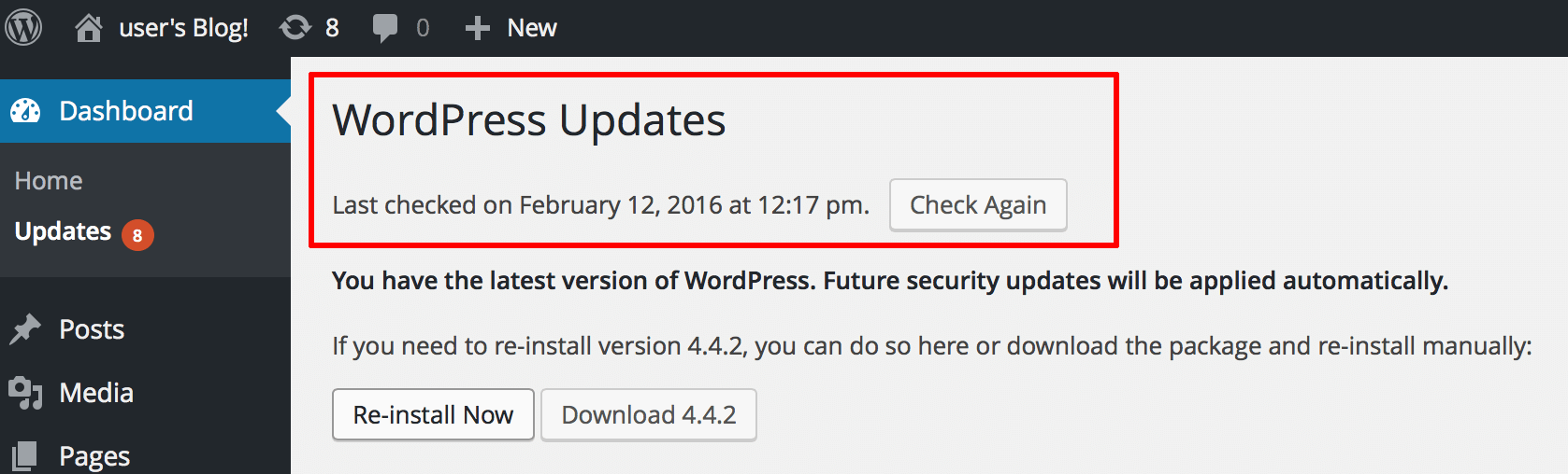 WordPress update