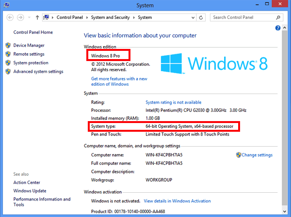 Checking OS Windows 8