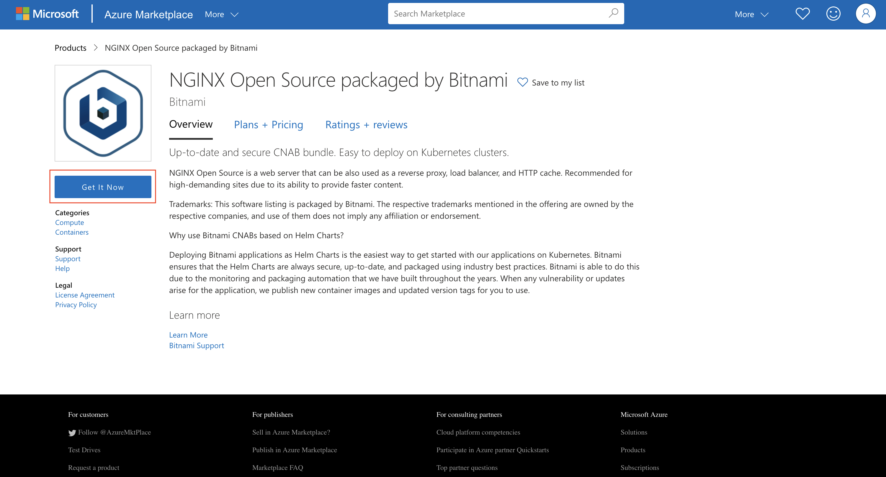 Review NGINX Open Source packaged by Bitnami information