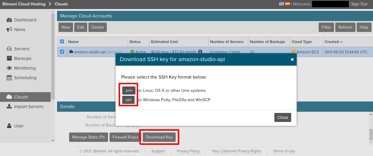 SSH key download