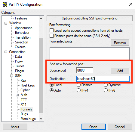 foxyproxy ssh tunnel putty