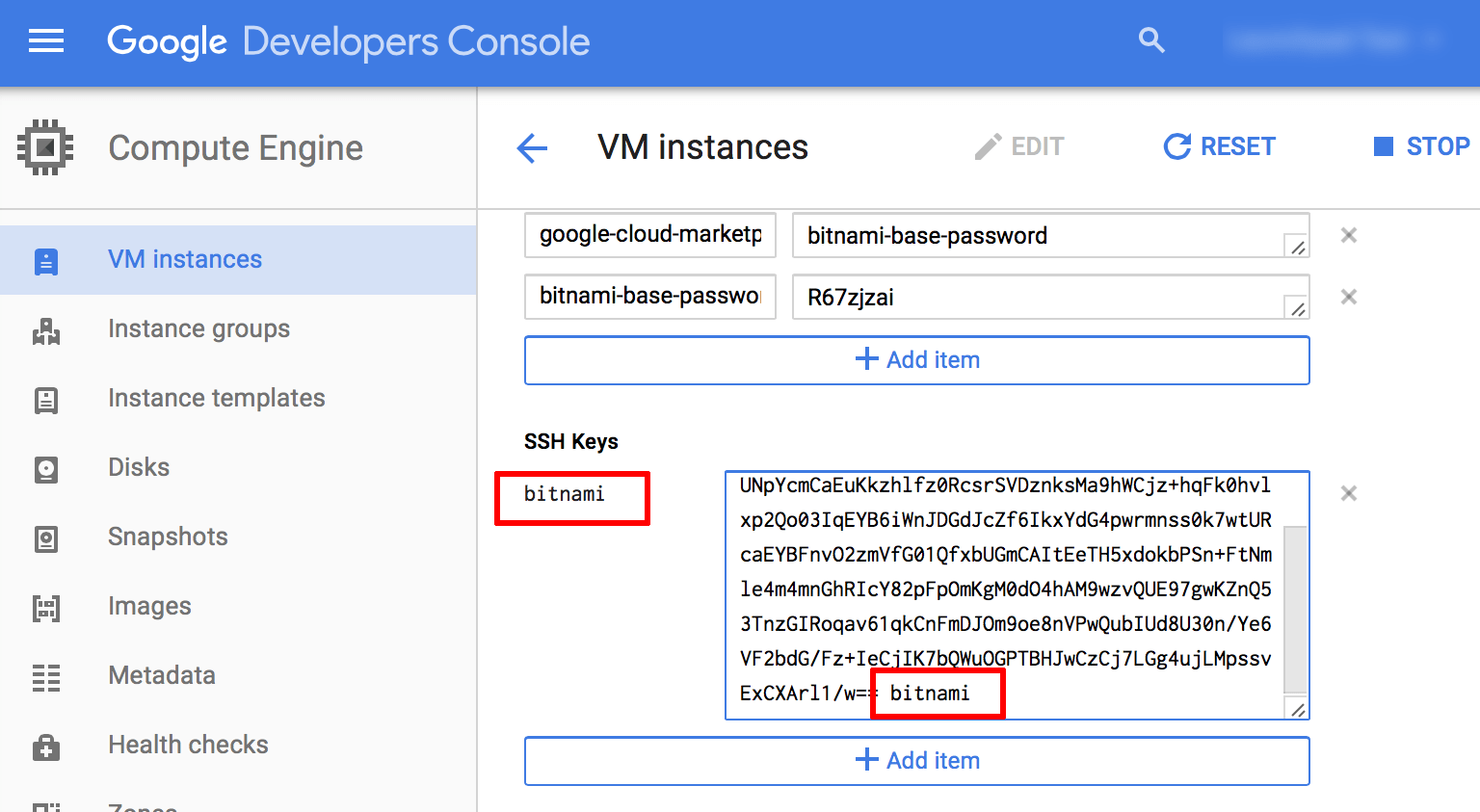 SSH key addition in Google Developers Console