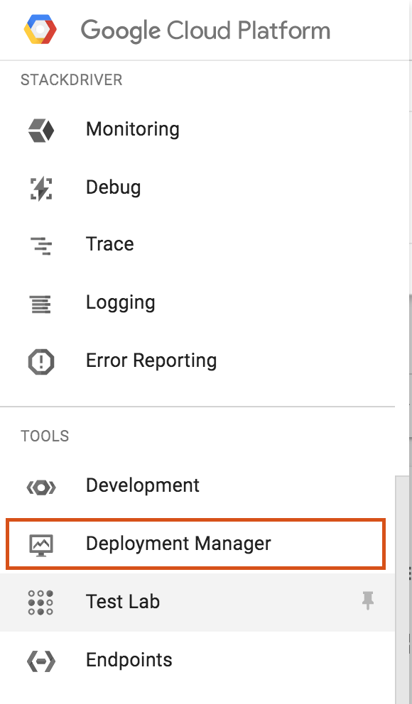 Deployment Manager menu