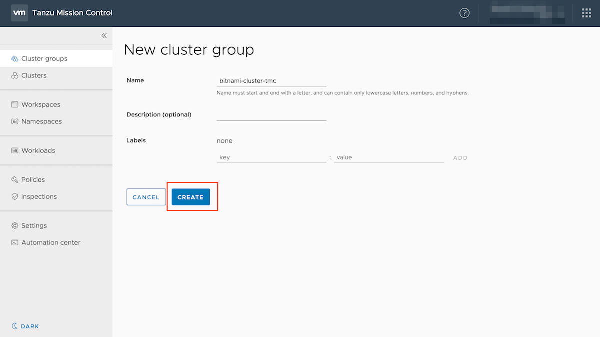 Create a new cluster group