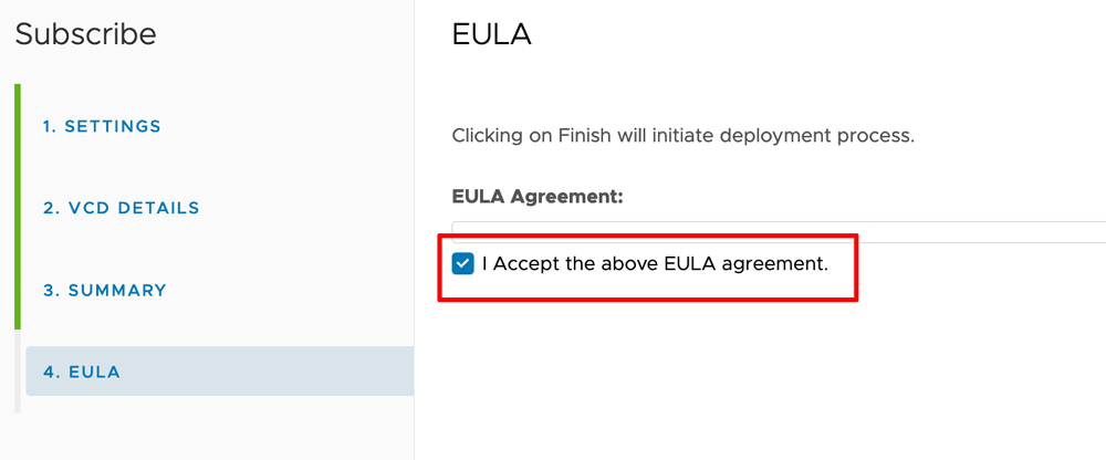 Accept EULA for VMware Marketplace subscription
